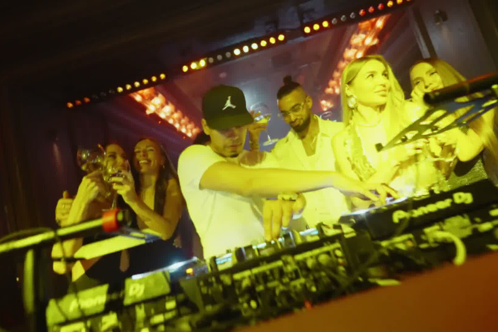 The DJ booth at Bling