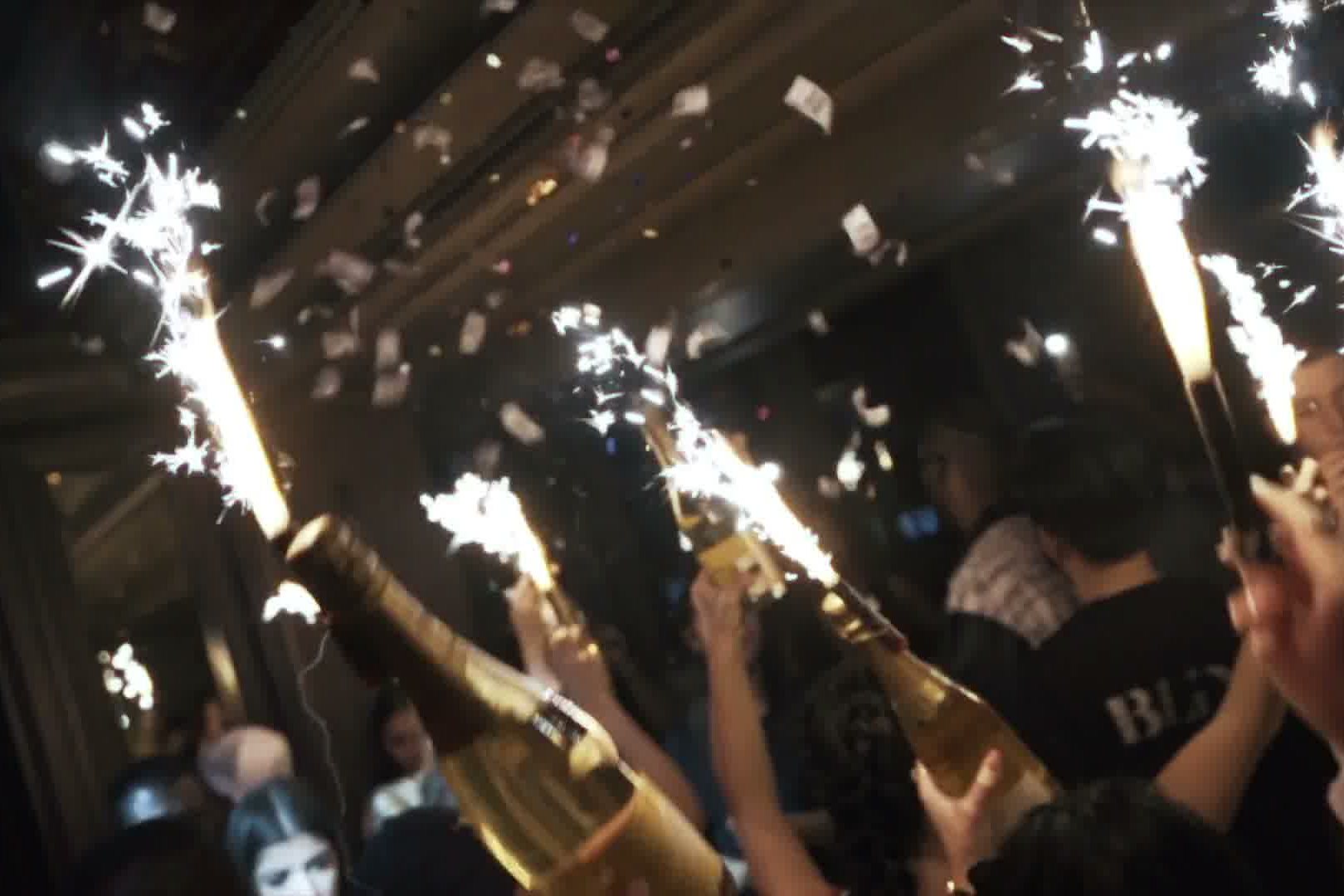 Sparklers on the tables at Bling